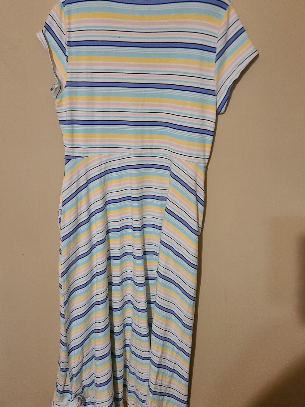 Chaps Striped Scoop Neck Maxi Dress in Blue and Yellow Size XL - Picture 6 of 6